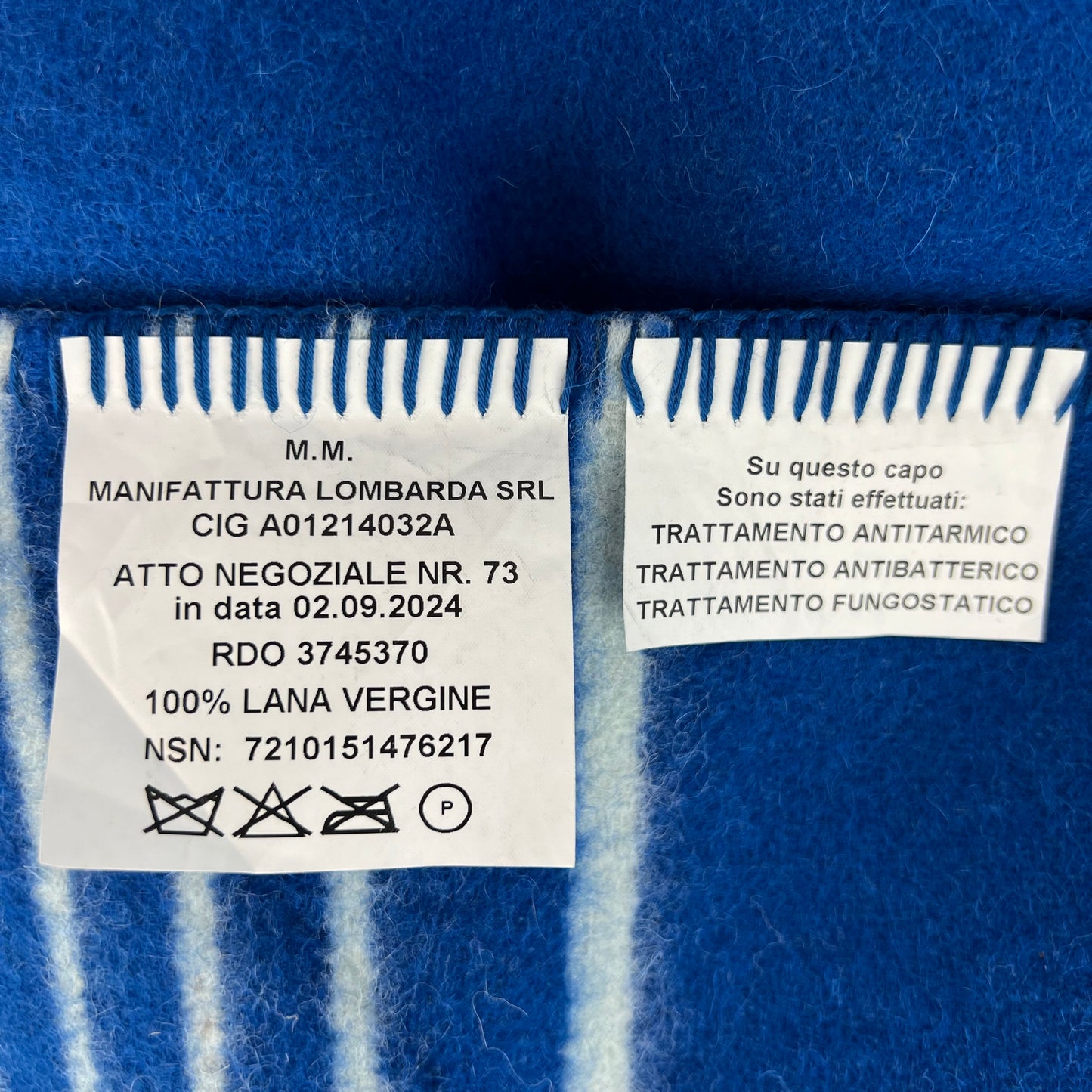 Italian Navy Pure Wool Blue Blanket