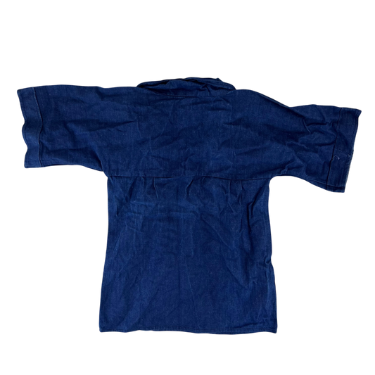 French Army Navy 70s Vintage Denim Pullover Top - Small