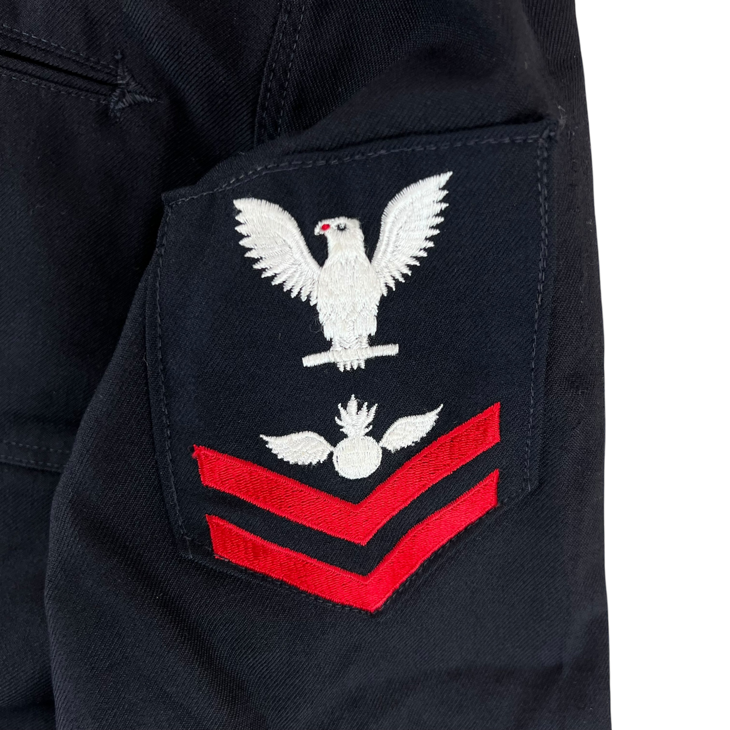 US Navy 60's Sailor's Black Blue Crackerjack Jumper Top - Medium 40XL