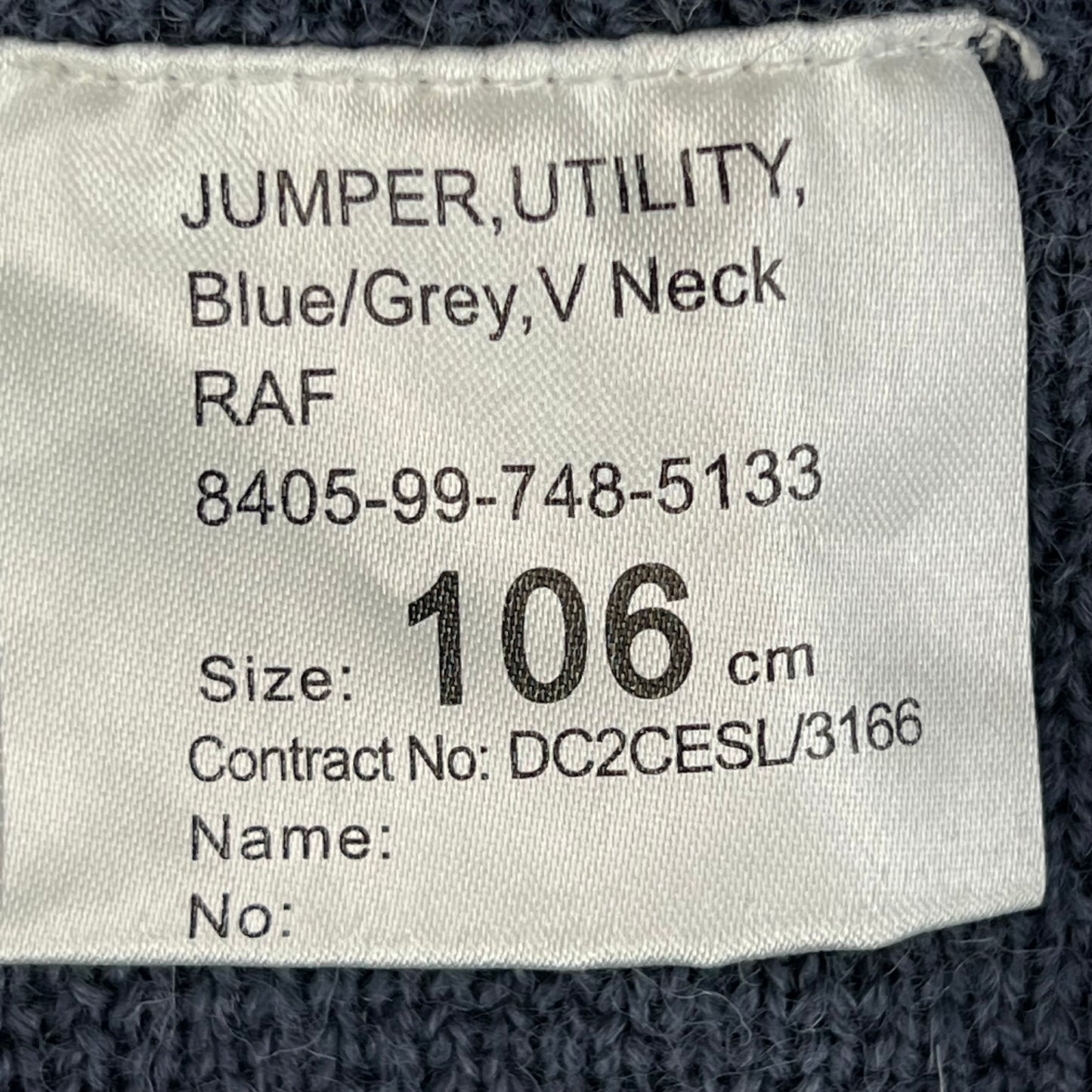 British Royal Air Force RAF Wool V Neck Pullover Jersey Jumper - Large 106cm