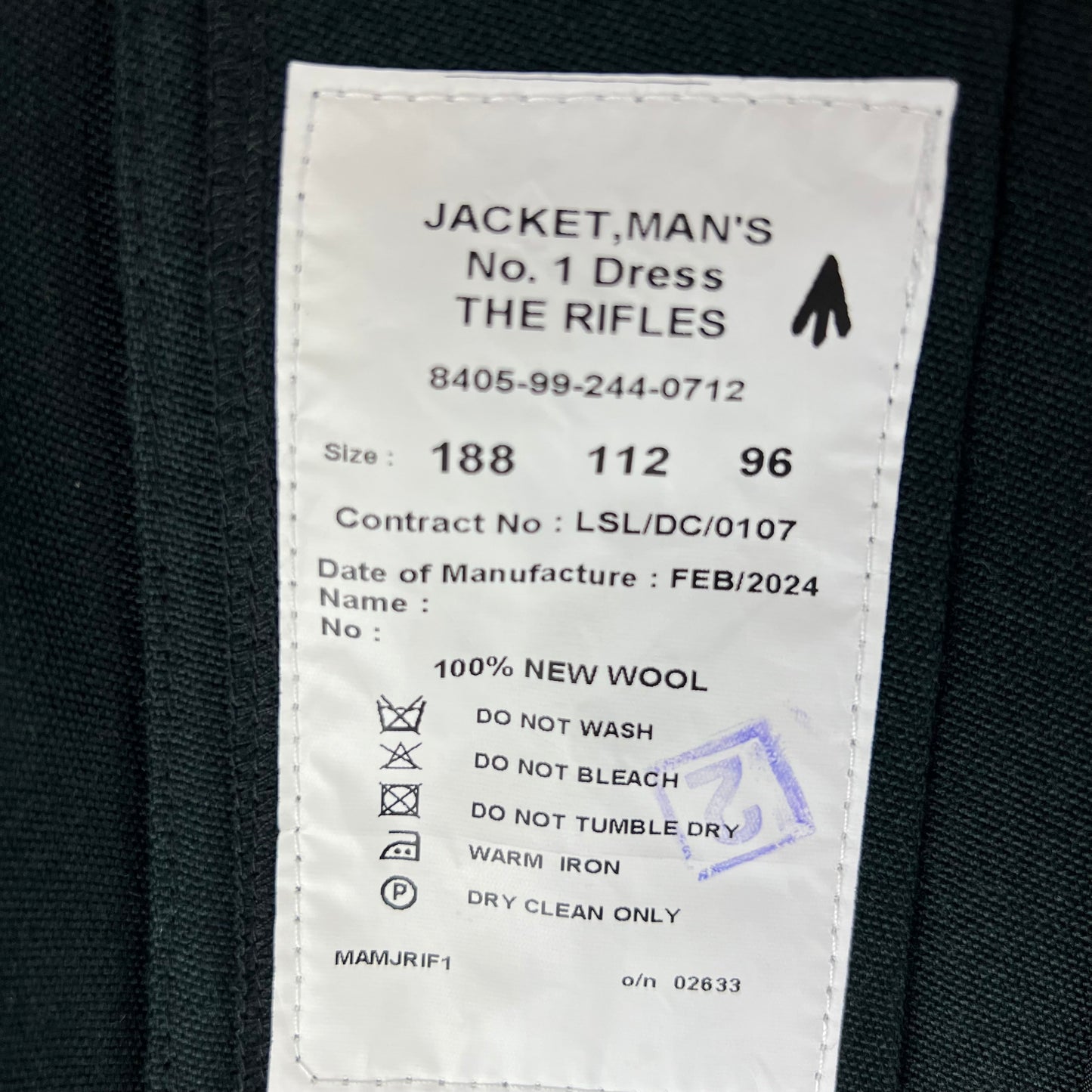 British Army No. 1 Dress Jacket - The Rifles - Large