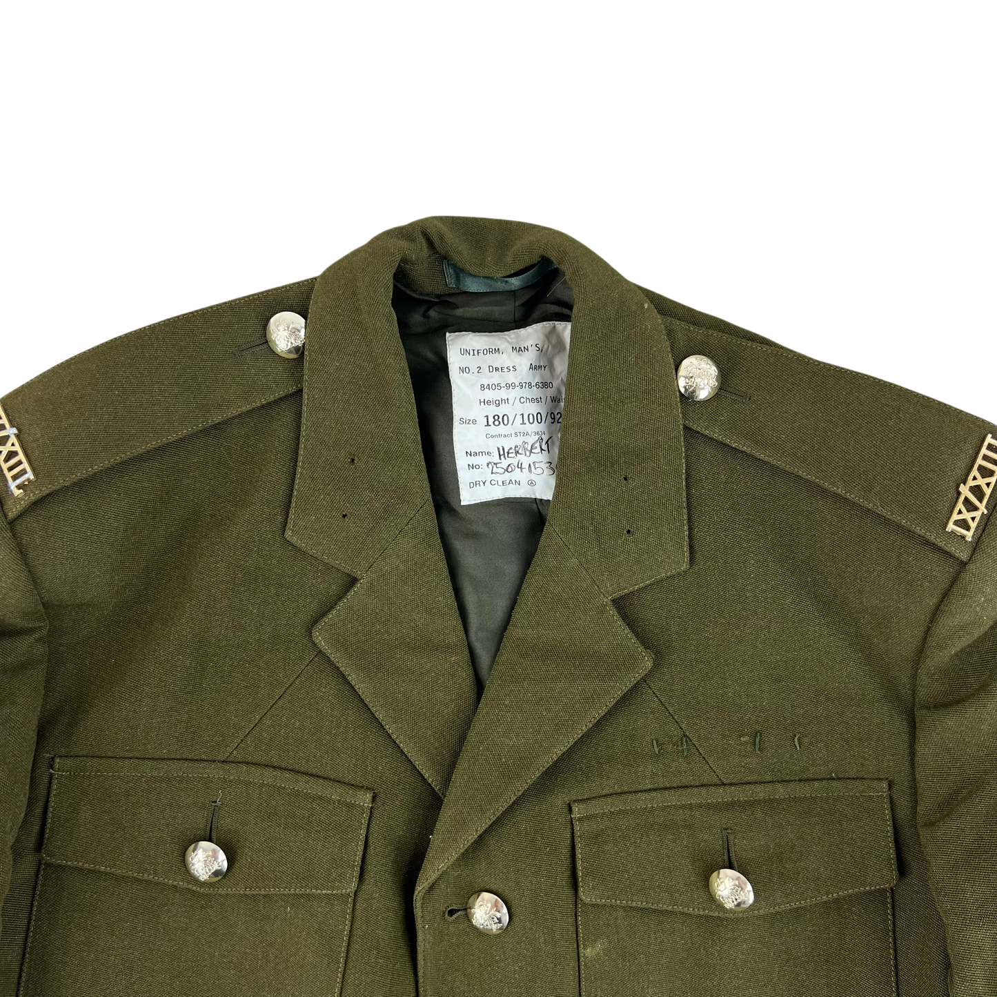 British Army 1980 Pattern No. 2 Olive Green Dress Jacket - 9th/12th Royal Lancers - Medium 180/100