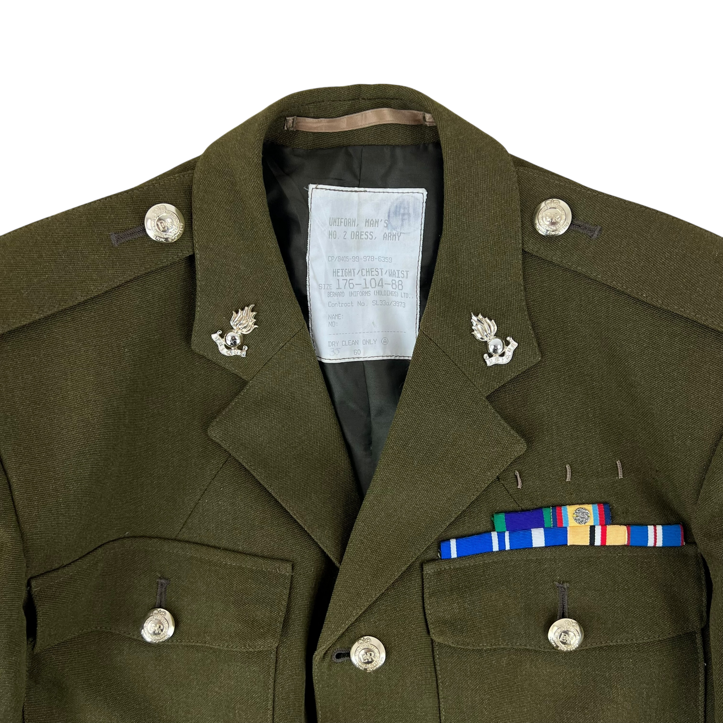 British Army Old Pattern No. 2 Olive Green Dress Jacket - Royal Engineers - Large 176/104