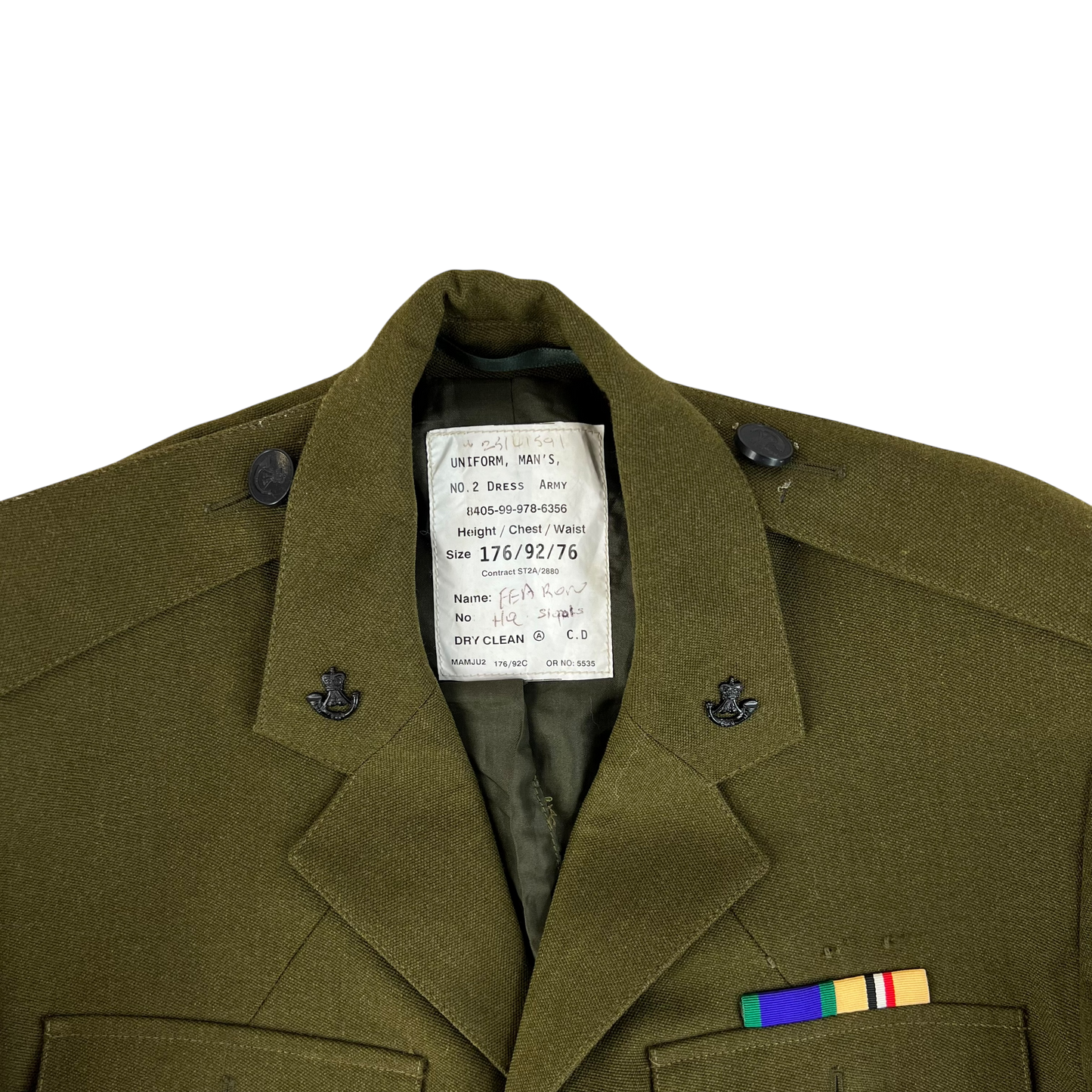British Army 1980 Pattern No. 2 Olive Green Dress Jacket - Rifles Regiment - Medium 176/92