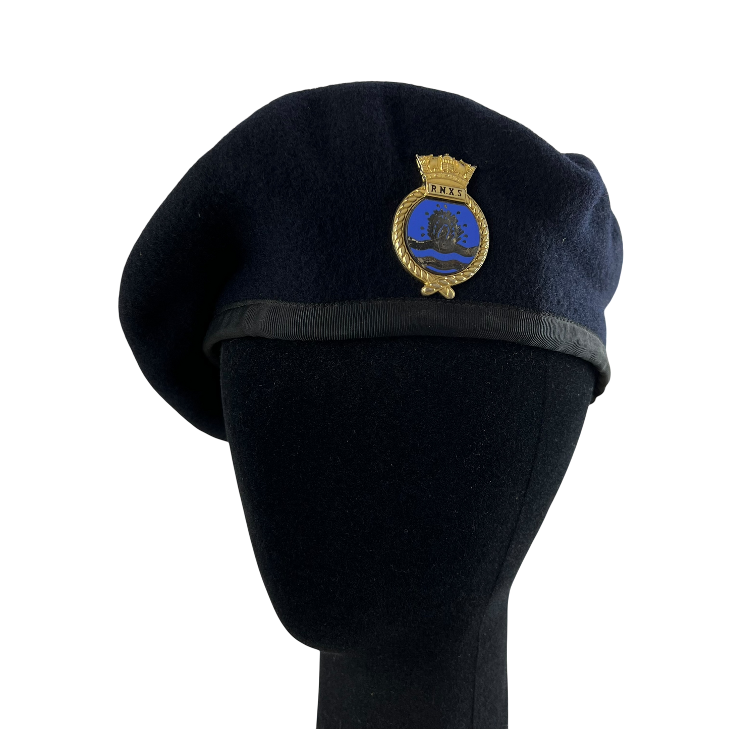 British Royal Navy Beret w/ Badge - RNXS Auxiliary Service - Small 56cm