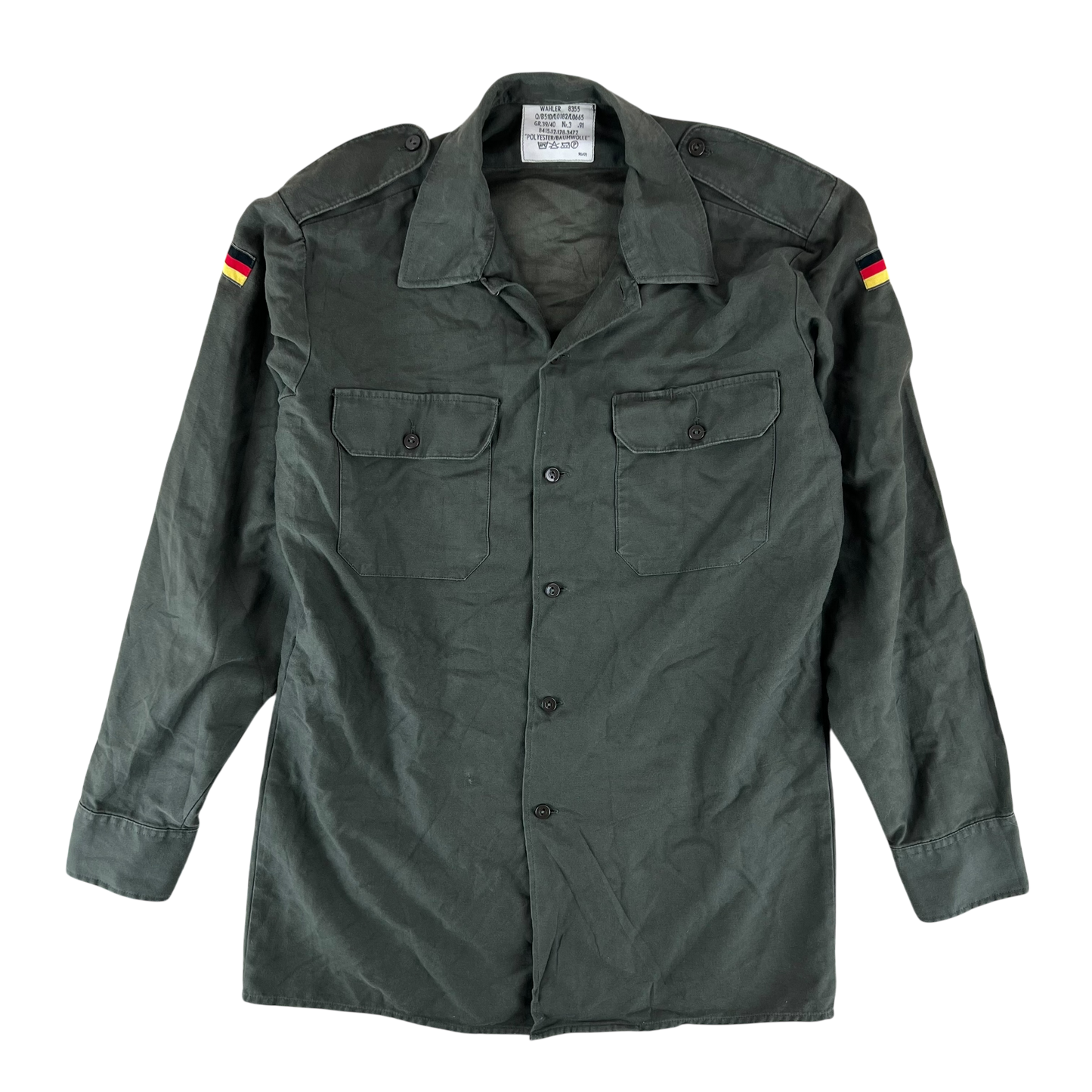 German Army Olive Green Long Sleeve Field Shirt - Medium Gr39/40
