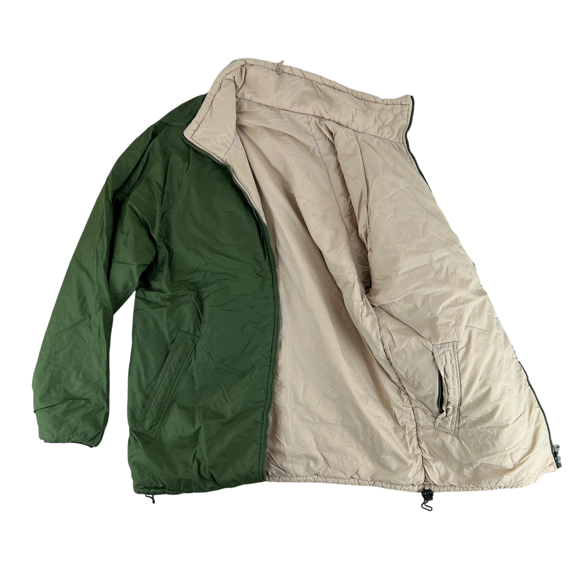 British Army Reversible Thermal Olive Green / Tan Quilted Jacket - Medium