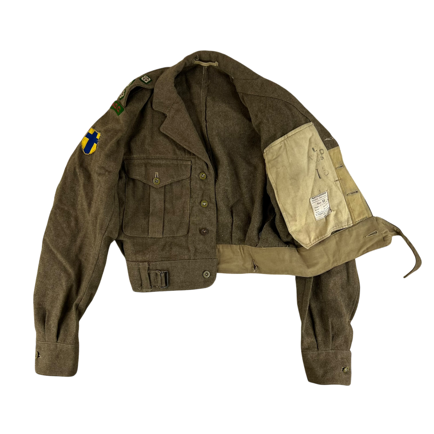 British Army 50s Khaki Ike 1949 Pattern Battle Dress Jacket - RADC - Medium SIZE 13