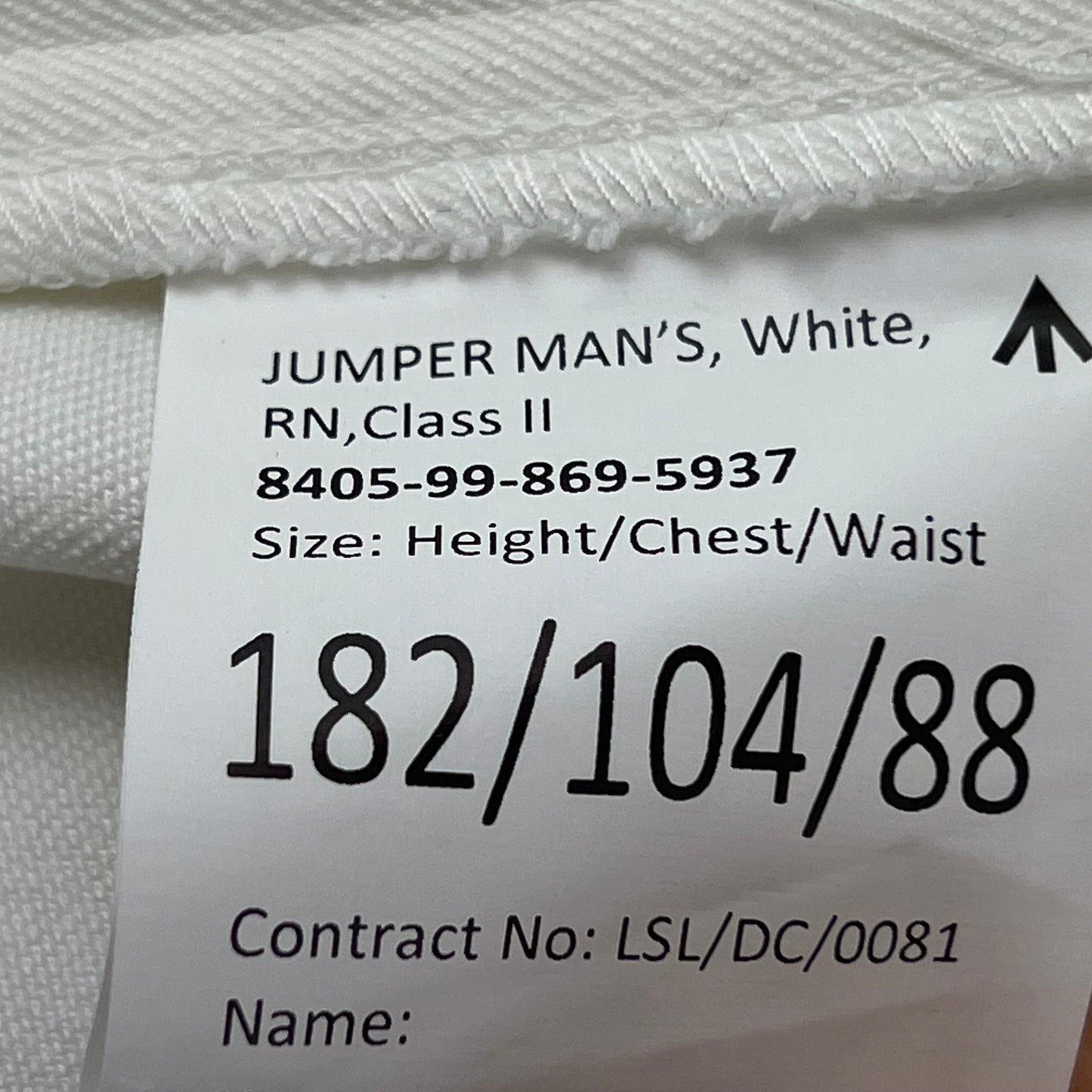 British Royal Navy Class II White Jumper Sailor's Top - Large 182/104