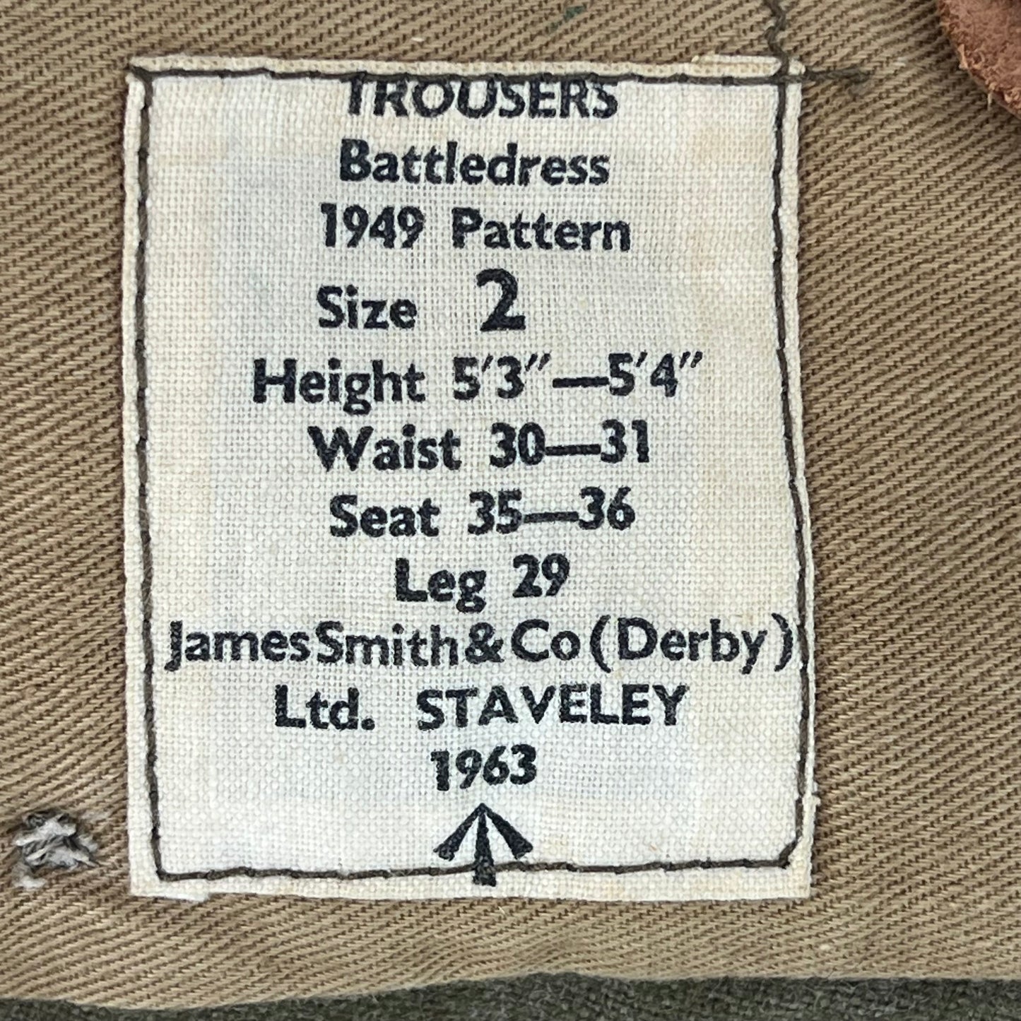 British Army 60s 1949 Pattern Khaki Battledress Trousers - W30 L29
