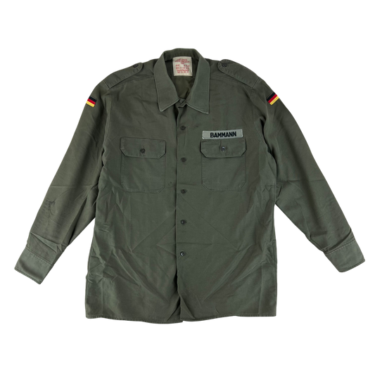 German Army Olive Green Long Sleeve Field Shirt - Large GrNr4
