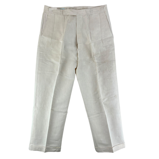British Merchant Navy 50s Tropical Cream Trousers - W38 L30.5