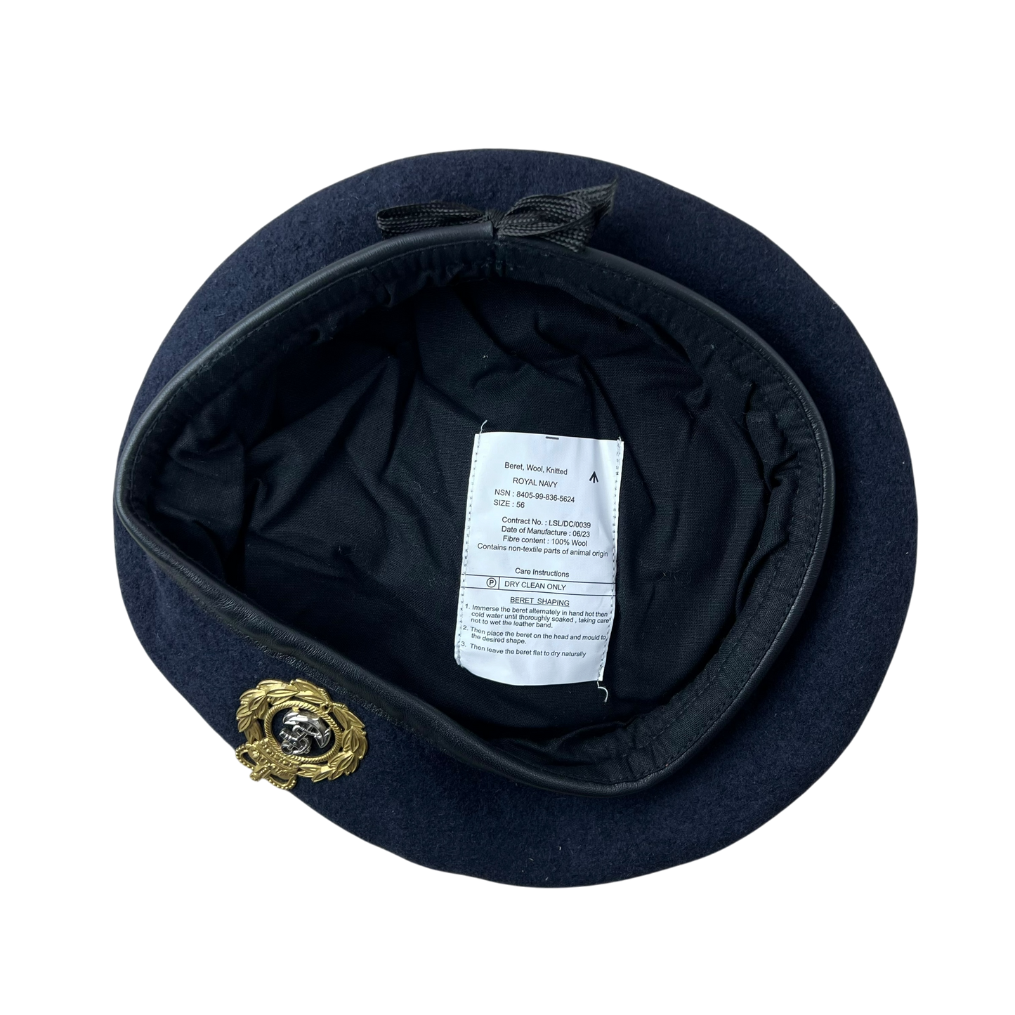 British Royal Navy Beret w/ Badge - Chief Petty Officer - Small 56cm