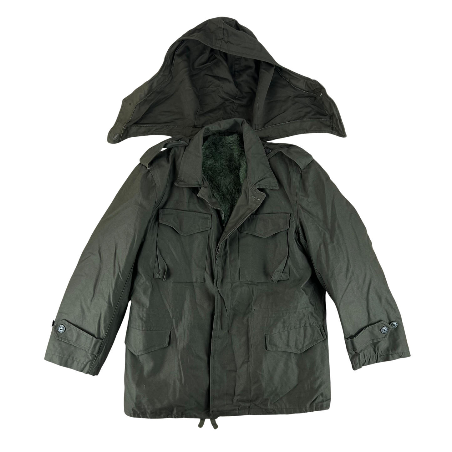 Greek Army M65 Olive Green Jacket w/ Thermal Liner - Medium