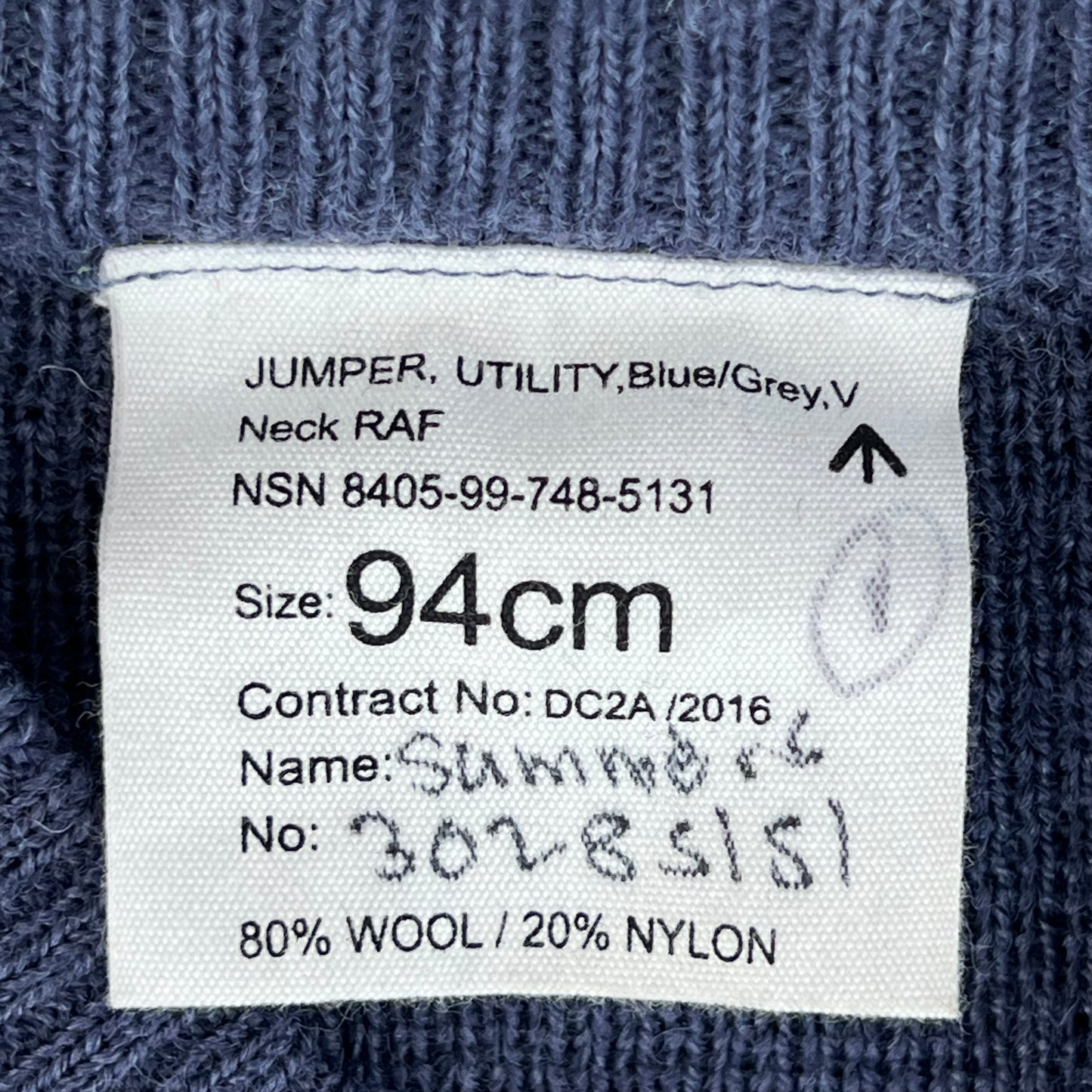 British RAF Wool V Neck Pullover Jersey Jumper - Medium 94cm