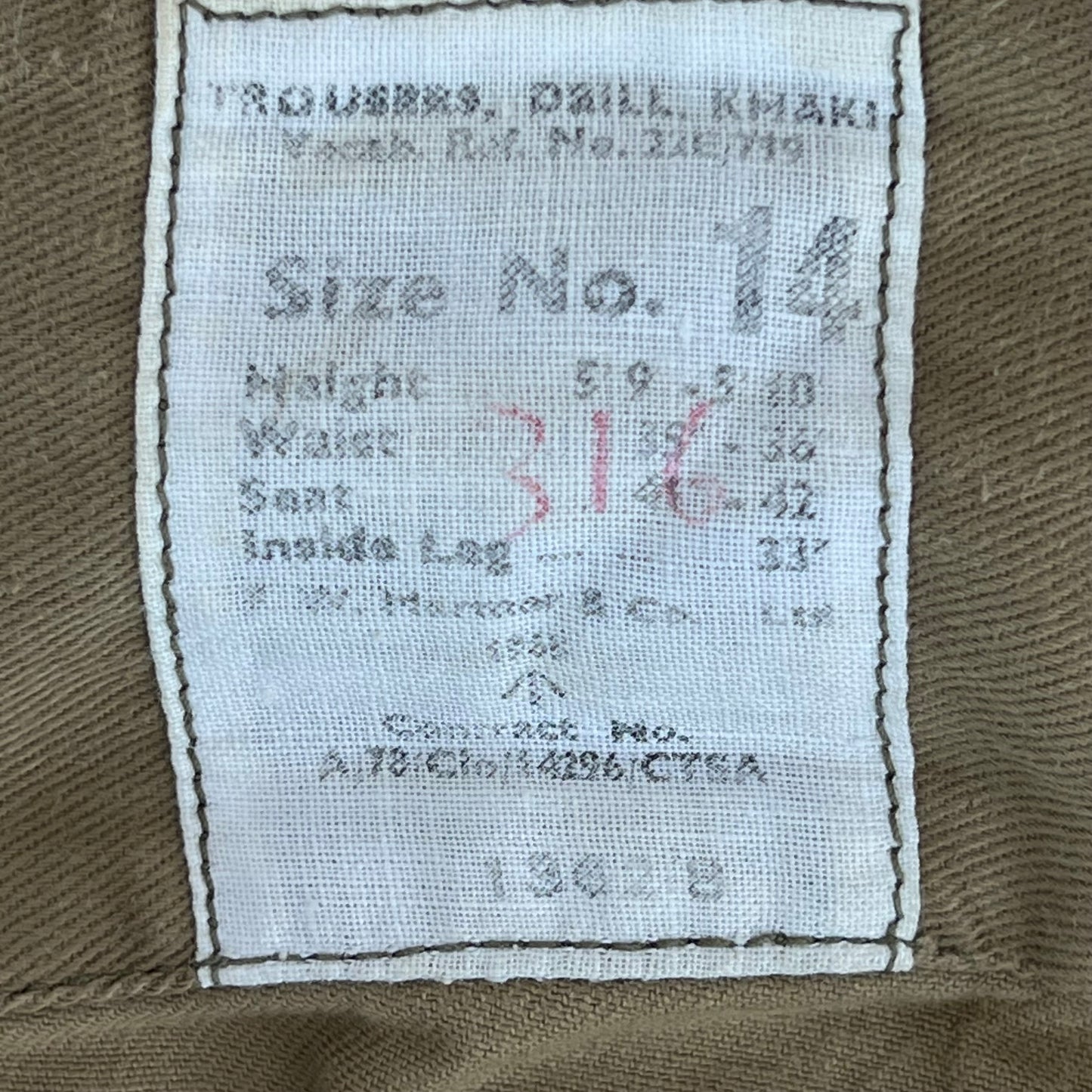 British Army / RAF 60s Khaki Drill Trousers - W35 L30