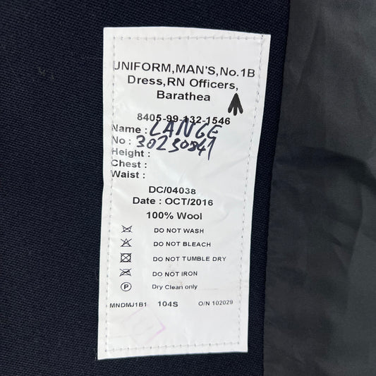 British Royal Navy Officer's No 1B Dress Jacket - Medium