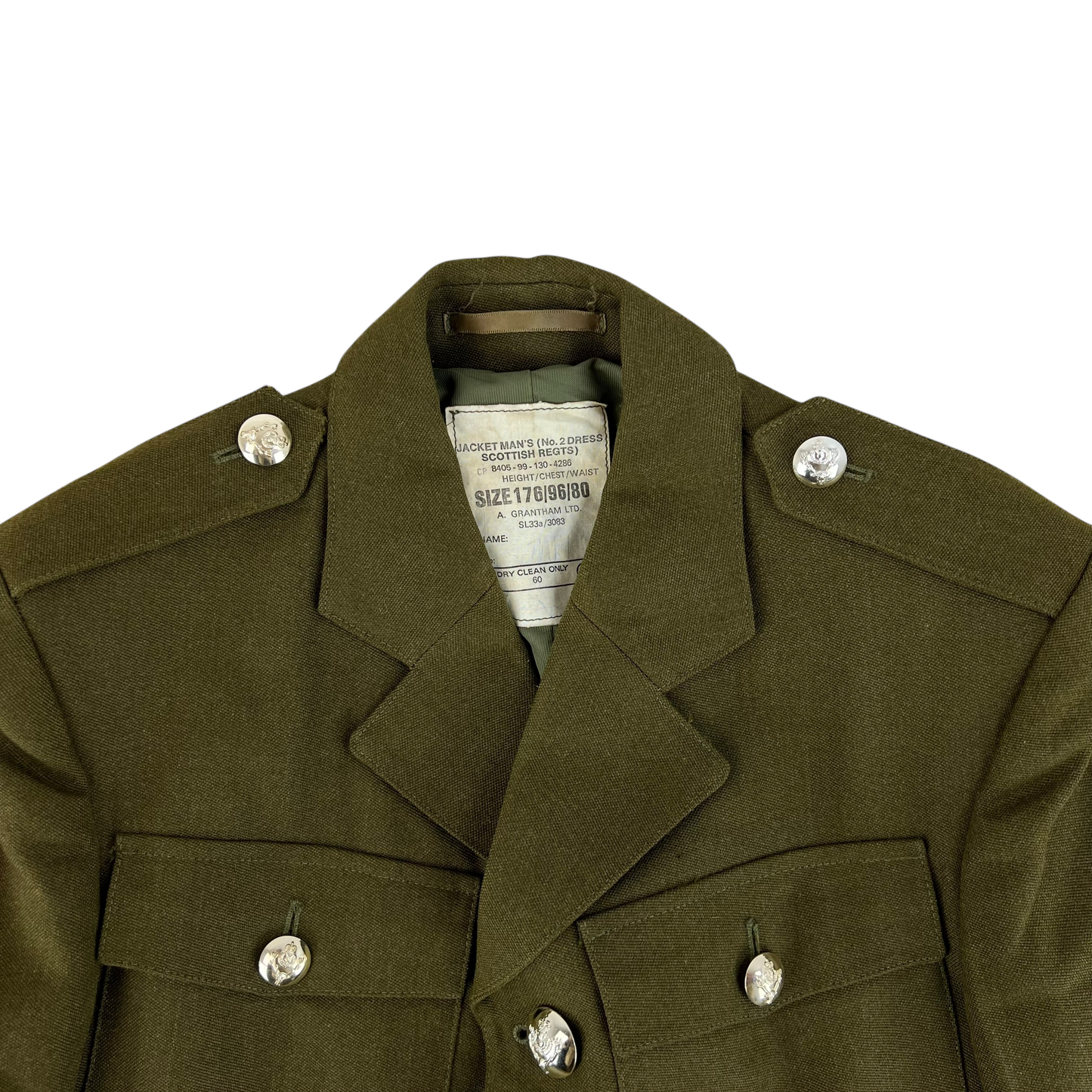 British Army No. 2 Dress Jacket Khaki Green Scottish Pattern - Queen's Own Highlanders - Medium 176/96