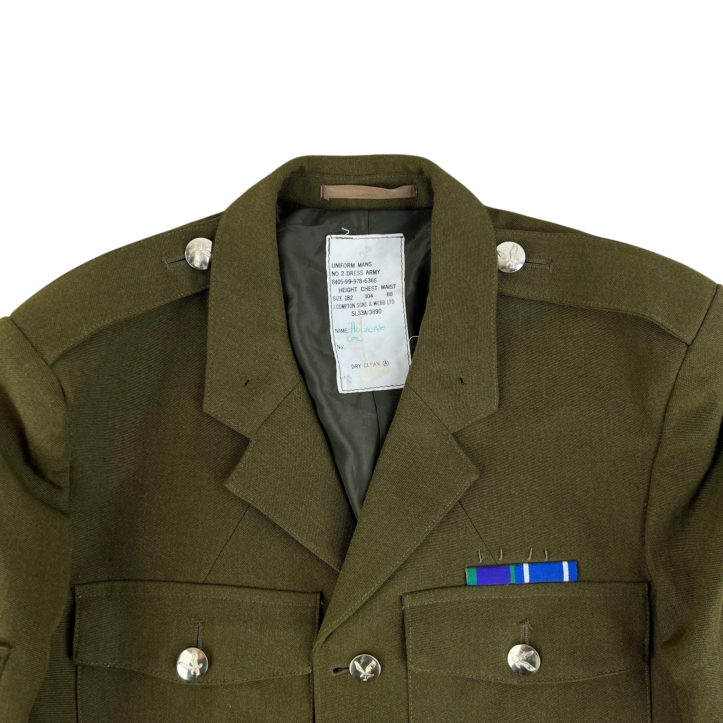 British Army 1980 Pattern No. 2 Olive Green Dress Jacket - Army Air Corps - Medium 182/104