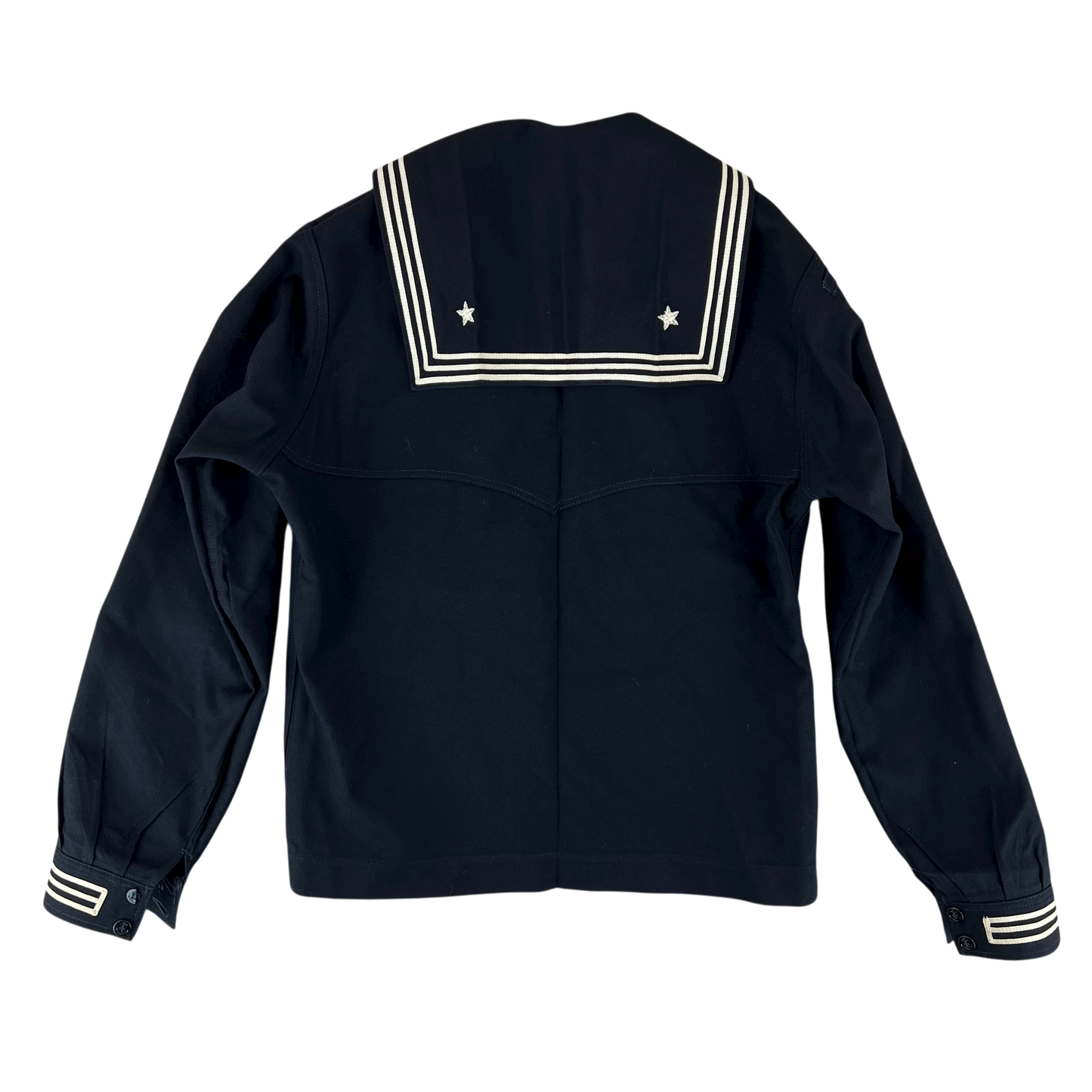 US Navy 80s Sailor's Black Blue Crackerjack Jumper Top - Large 42L