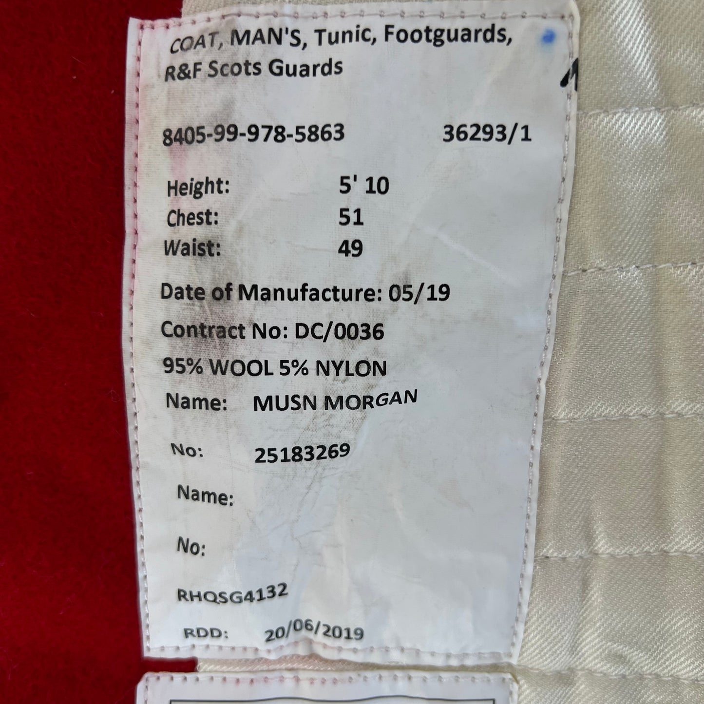 British Army Footguard's Jacket R & F - Scots Guards - X Large