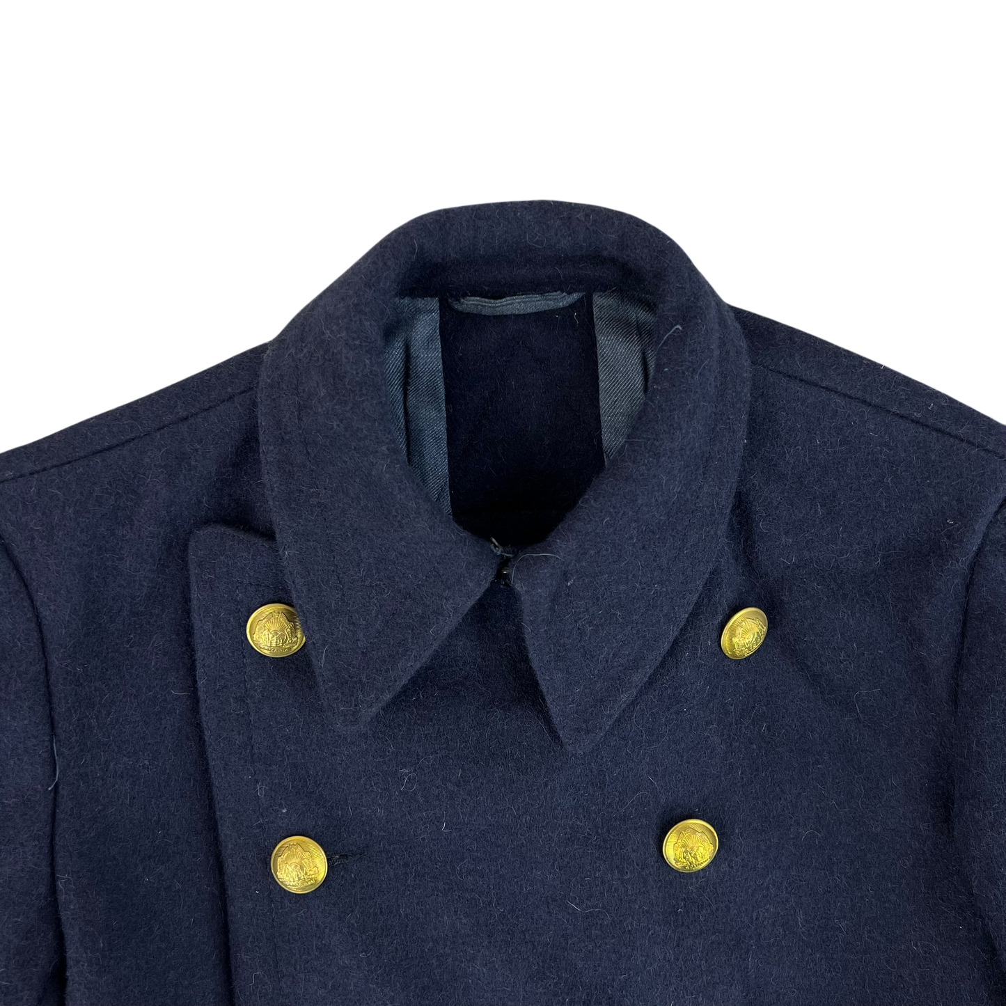 Romanian People's Navy 80's Blue Wool Greatcoat - Small