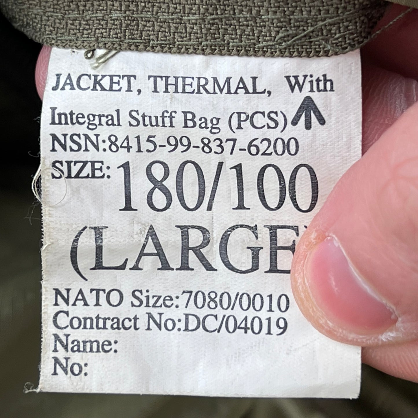 British Army Thermal Buffalo Jacket - Large