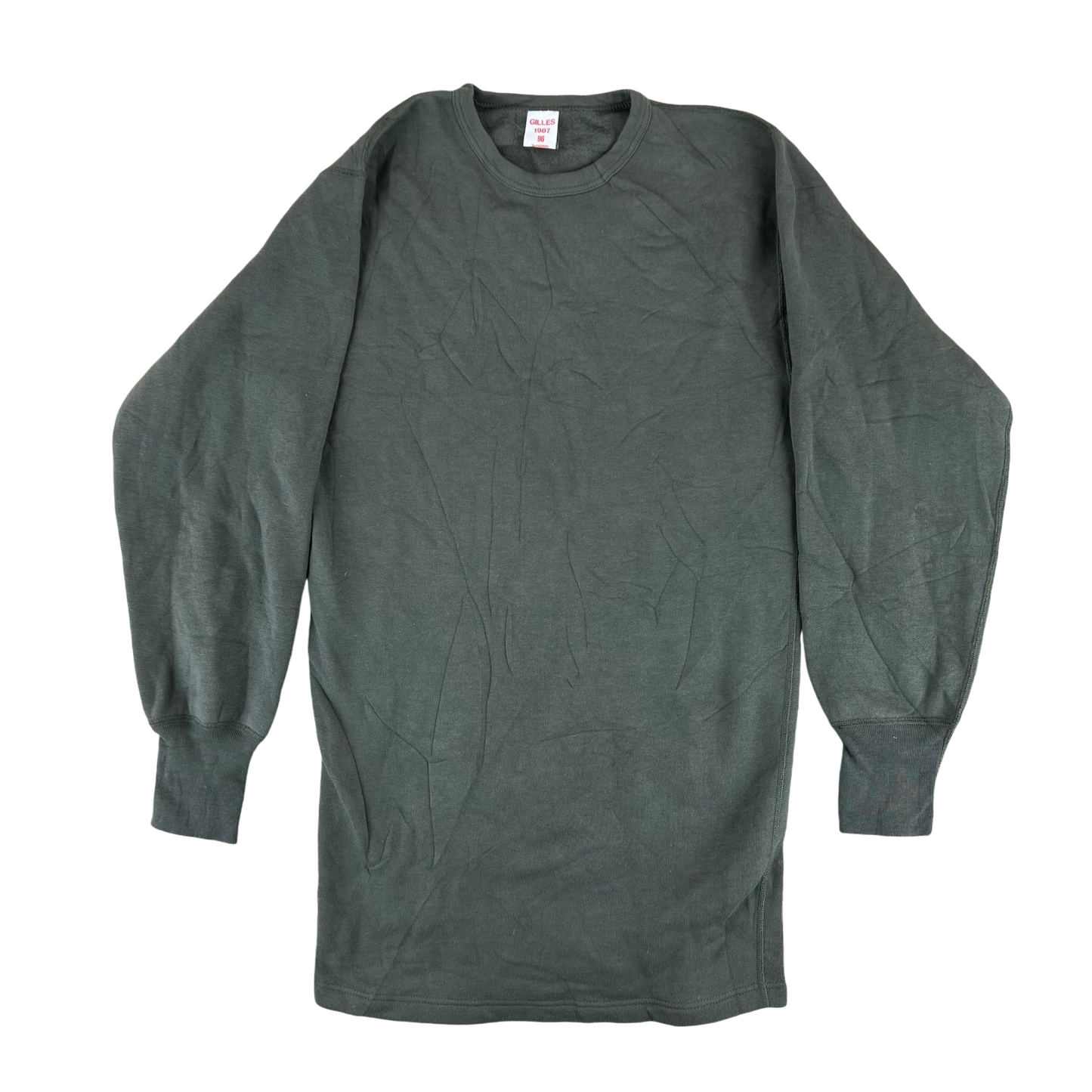 French Army Sweatshirt / Thermal T Shirt Pullover 80s Sage Grey - Small