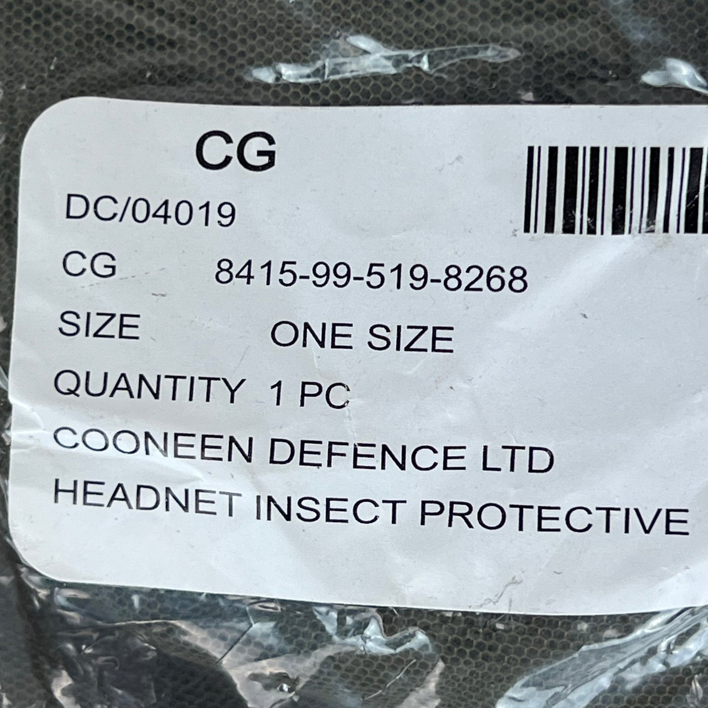 British Army Olive Green Insect Headnet Cover
