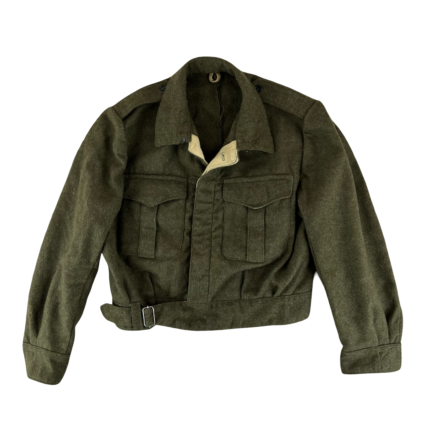 Greek Army 60s Olive Wool Ike Battledress Jacket - Large