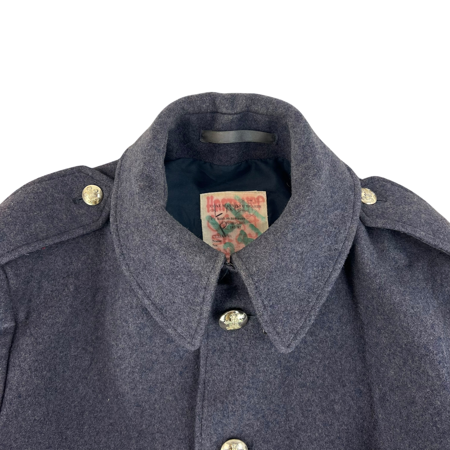 British Army 80s Footguards Wool Greatcoat - Royal Regiment of Wales - Medium 182/92