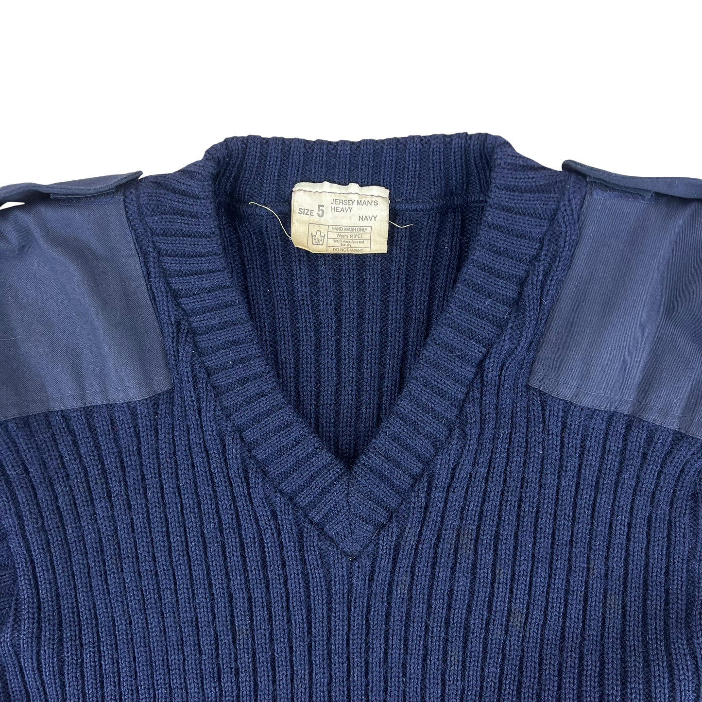 British Royal Navy Wool V Neck Pullover Jersey Jumper - Large