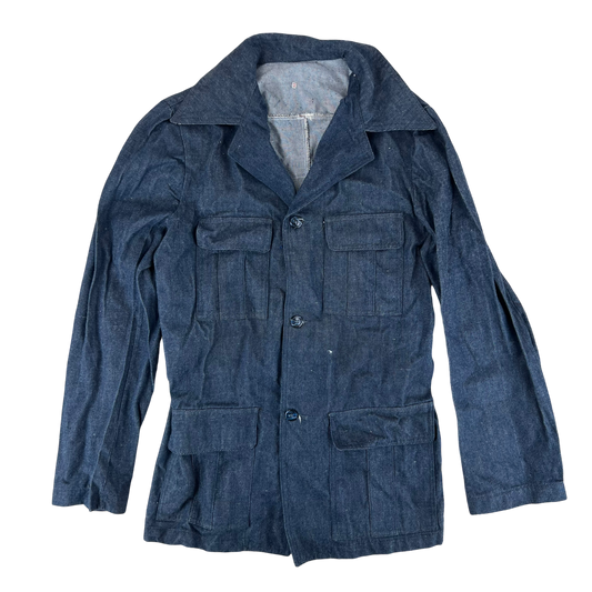 French Army Navy 70s Vintage Denim Chore Jacket - Small