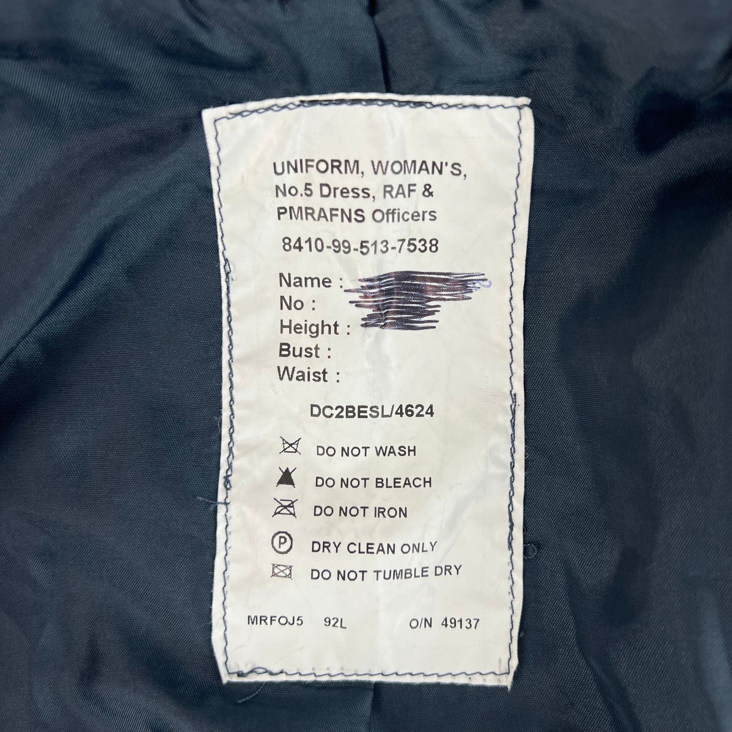 British RAF Women's No. 5 Mess Dress Jacket - WRAF / PMRAFNS - Medium