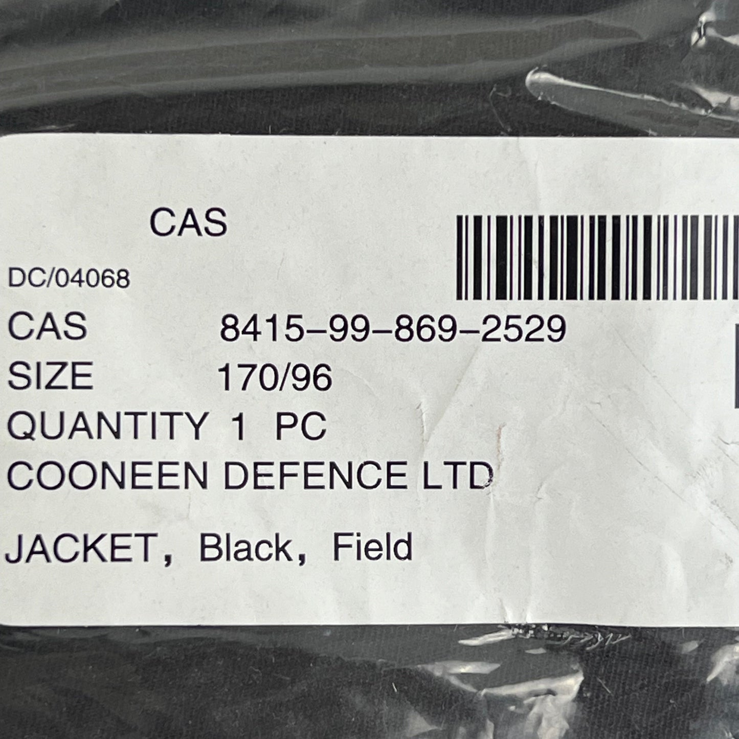 British Army SAS Police Black Field Jacket - Medium 170/96