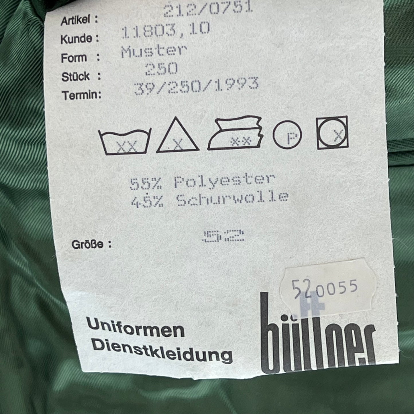 German Police Green Dress Jacket - Large