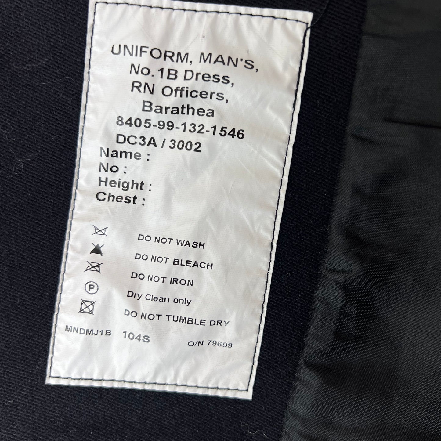 British Royal Navy Officer's No 1B Class 1 Dress Jacket - Medium 104S