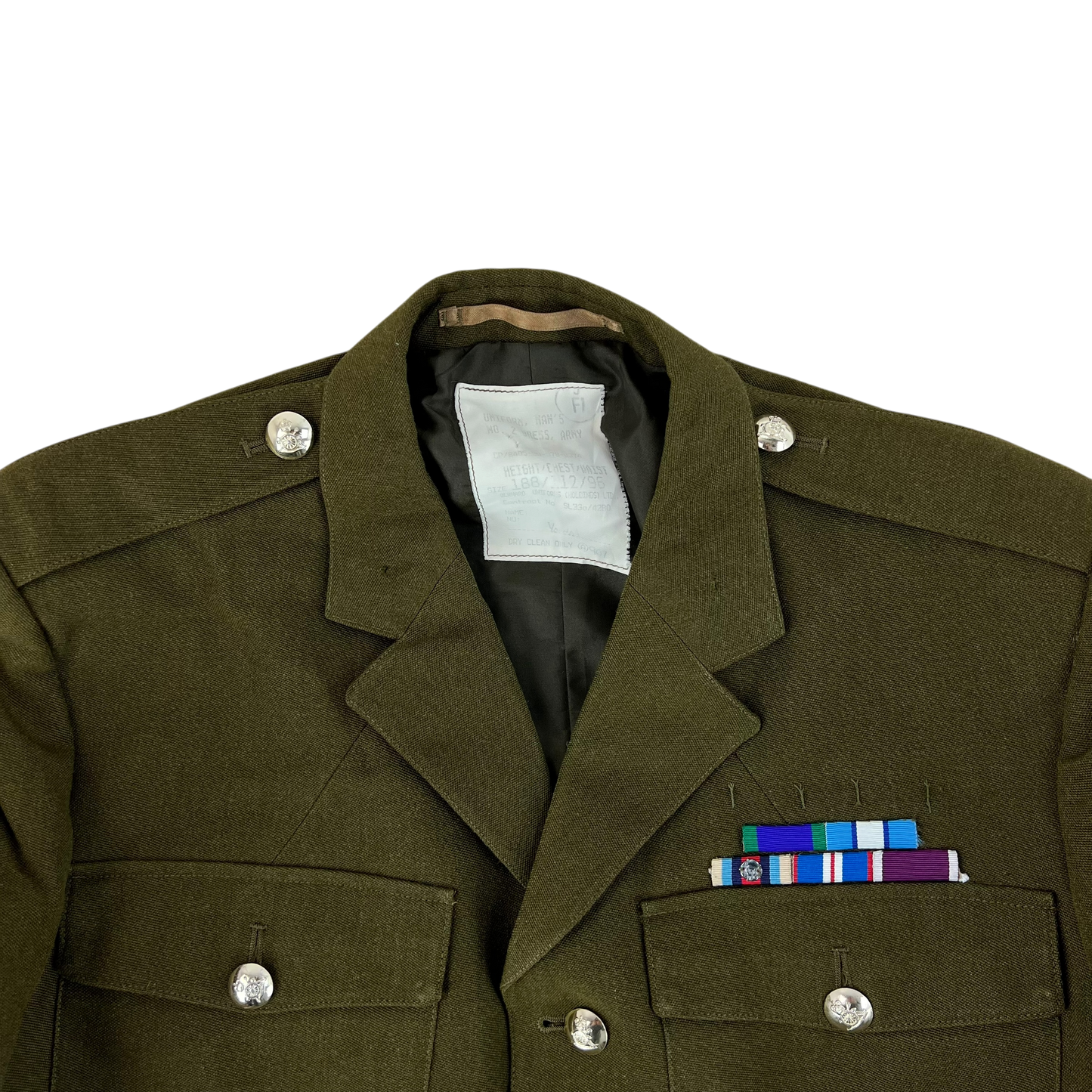 British Army 1980 Pattern No. 2 Khaki Green Dress Jacket - Royal Artillery - Large 188/112