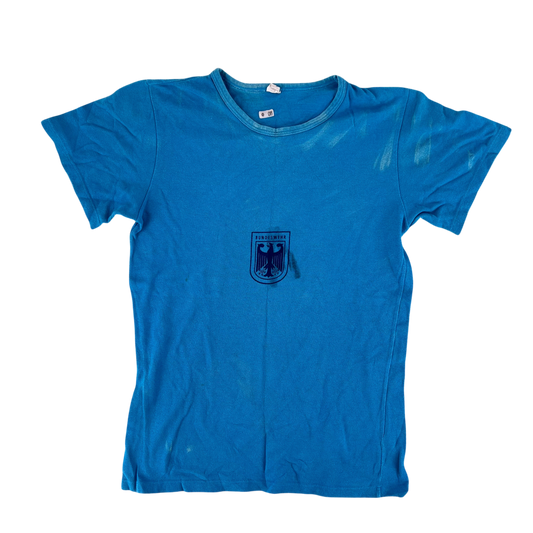 West German Army 70s Blue Training T Shirt - Medium Gr6
