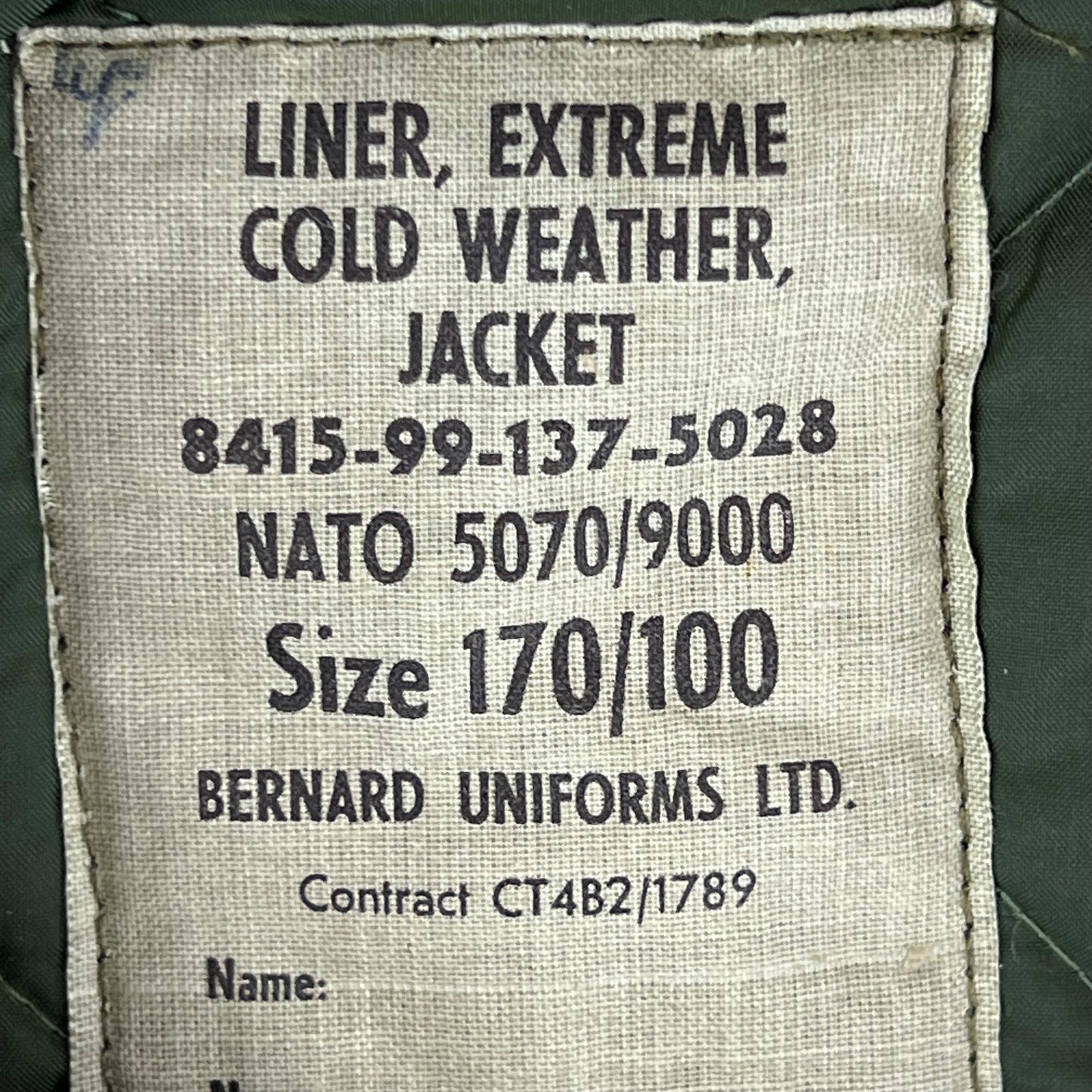 British Army Extreme Cold Weather Smock Jacket Liner - Medium 170/100