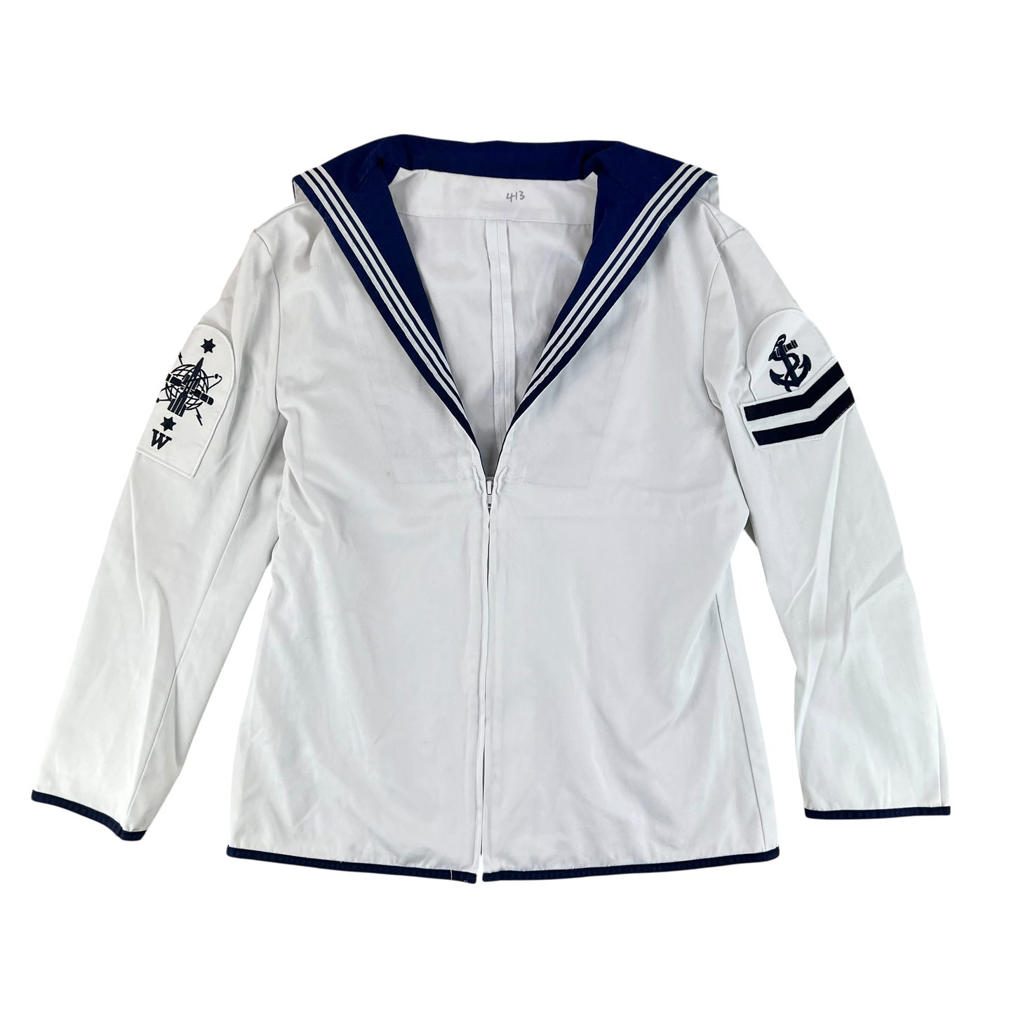 British Royal Navy Class II White Jumper Sailor's Top - Medium