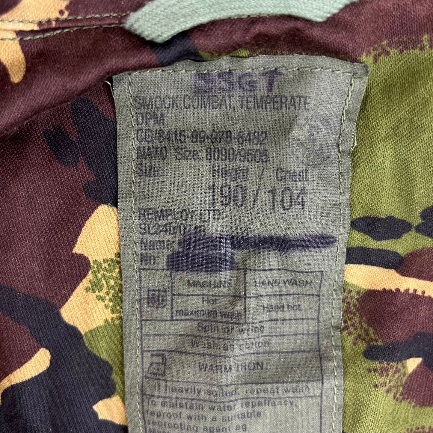 British Army 84 Pattern Woodland DPM Camo Combat Smock - Large 190/104