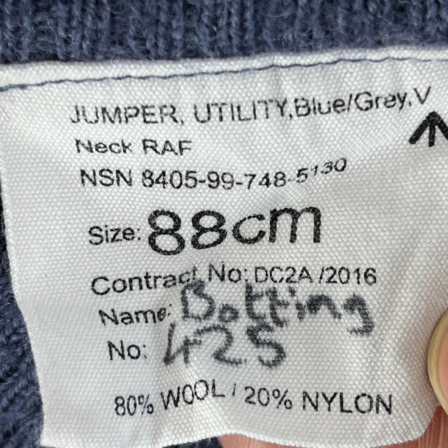 British RAF Wool V Neck Pullover Jersey Jumper - Small 88cm