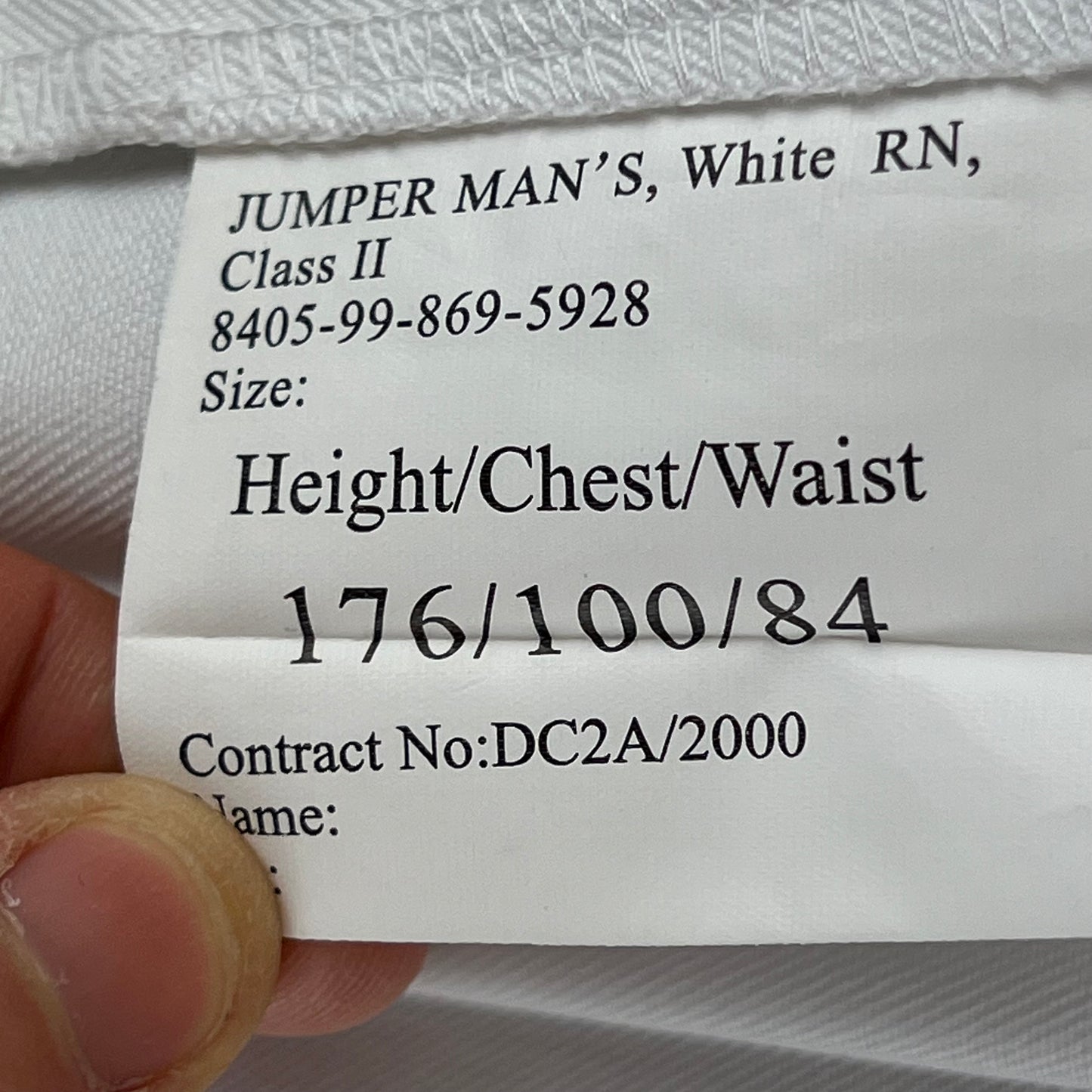 British Royal Navy Class II White Jumper Sailor's Top - Medium 176/100