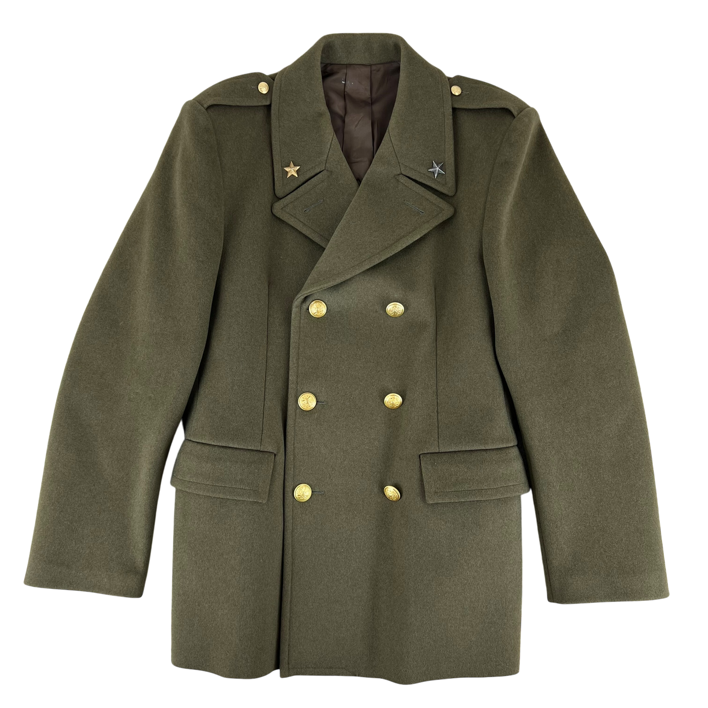 Italian Army 70's Officer's Khaki Tan Peacoat - Medium