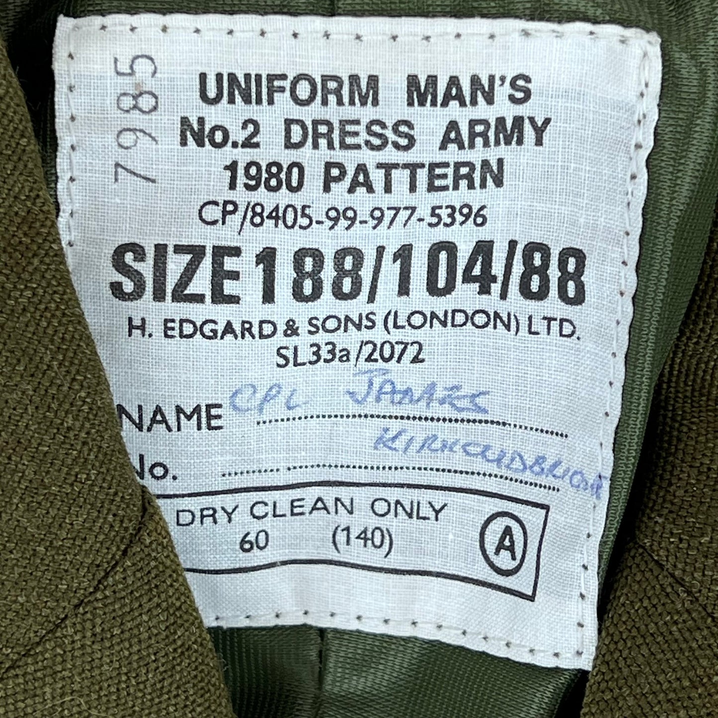 British Army Old 1980 Pattern No. 2 Olive Green Dress Jacket - 188/104