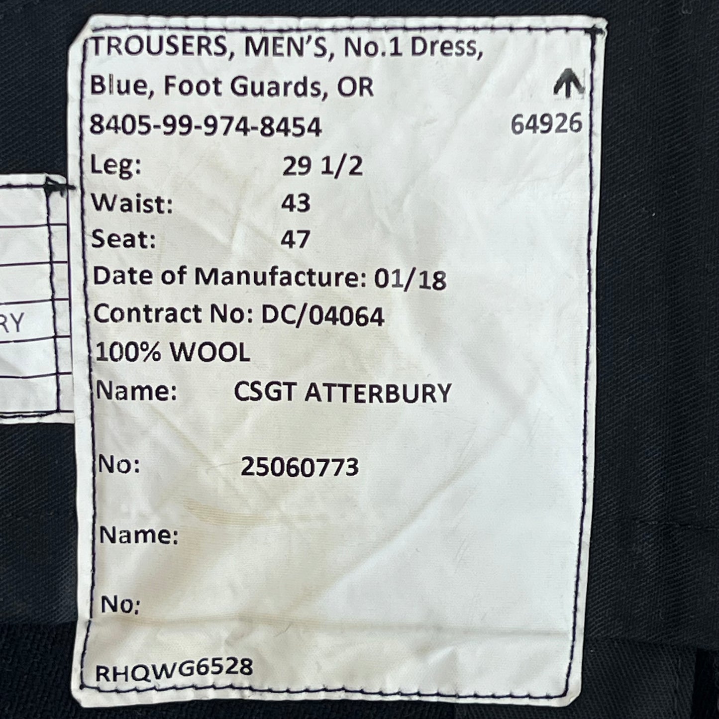 British Army No 1 Dress Footguards OR Trousers - W42 L29