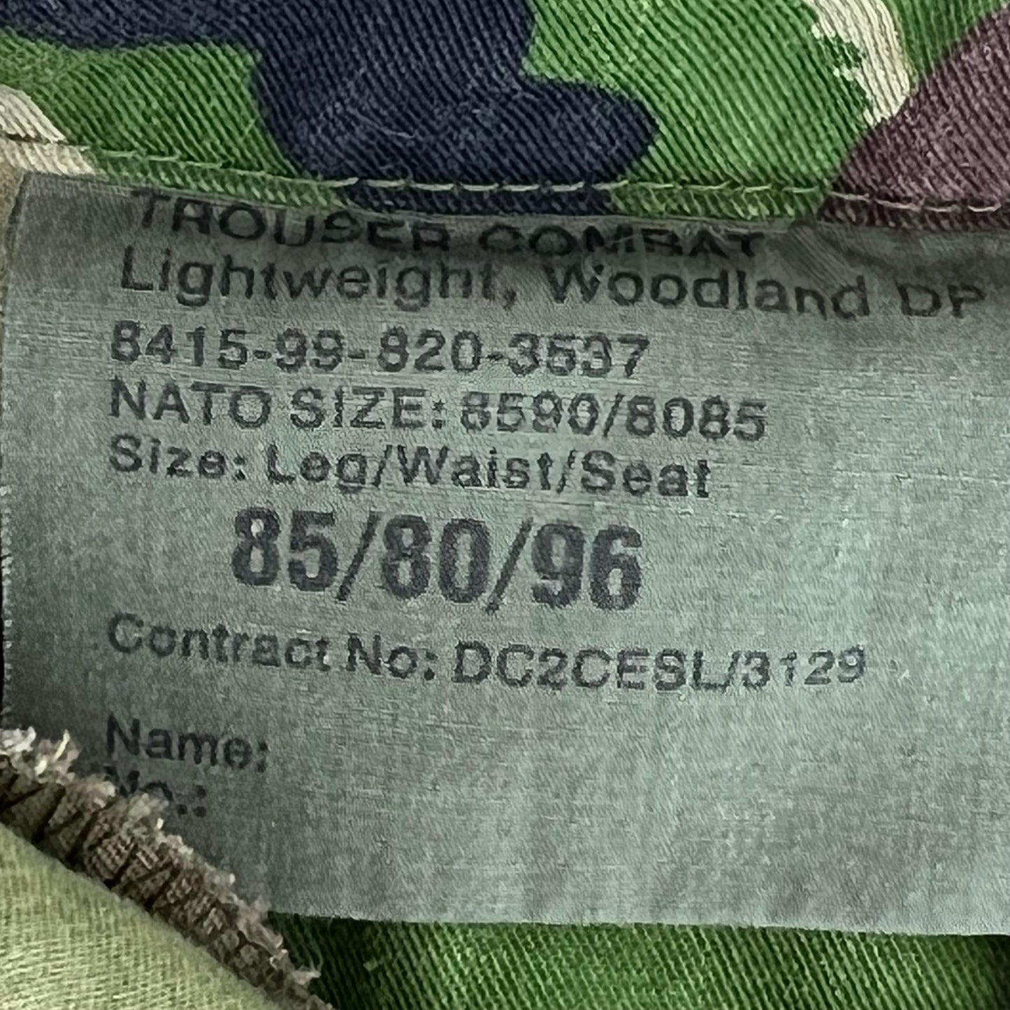 British Army S95 DPM Camouflage Combat Trousers - W31 L33