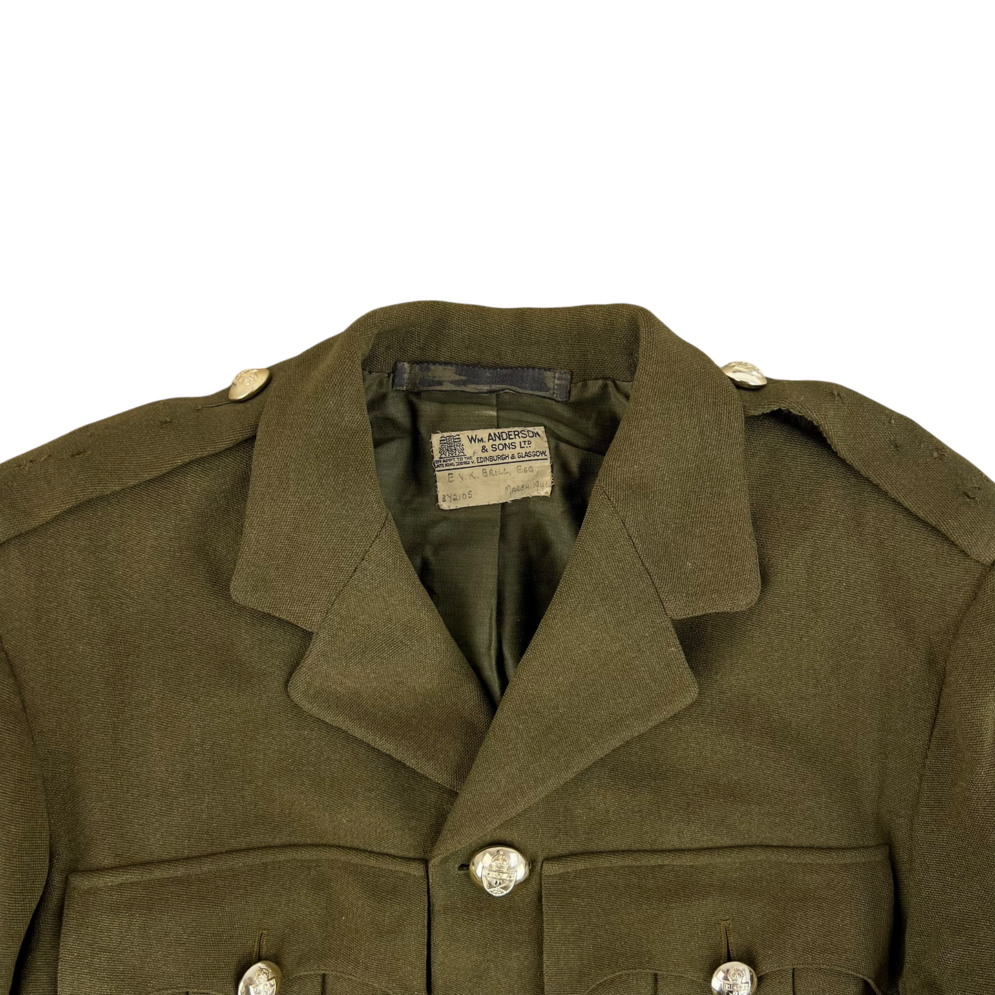 British Army No. 2 Dress Jacket Khaki WW2 Scottish Pattern - St Andrews Uni OTC - Medium