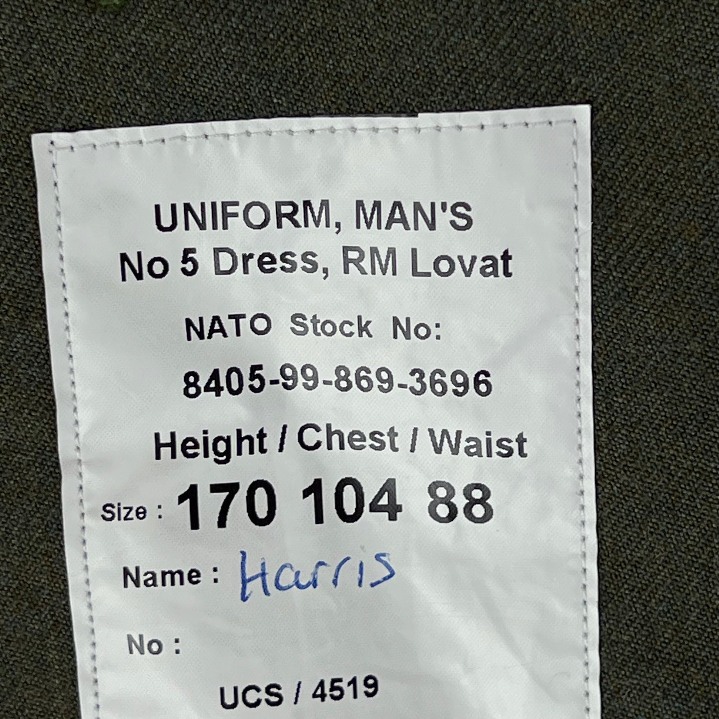 British Royal Marines Lovat No. 5 Dress Jacket - Medium